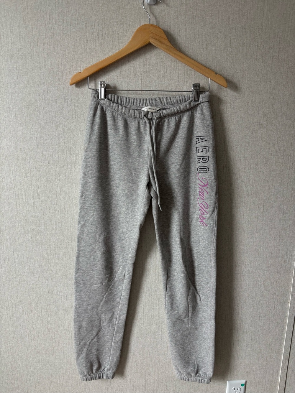 Aeropostale Gray Sweatpants with Pink Script Logo